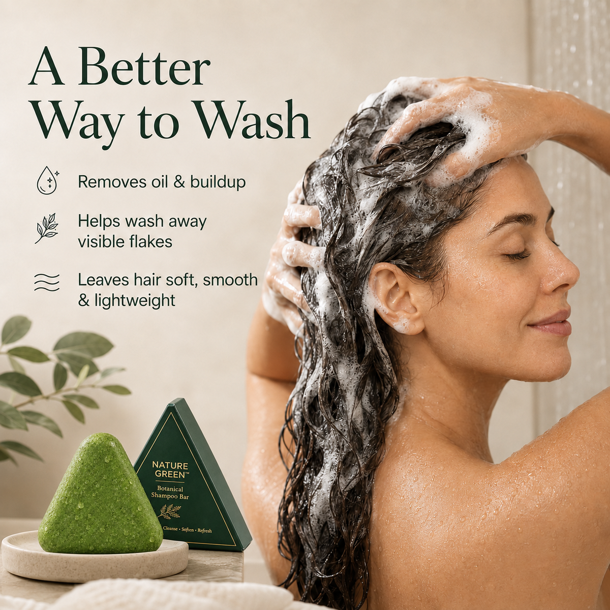 Nature Green™ Botanical Shampoo Bar  A gentle botanical cleanse for a fresher scalp and softer, fuller-looking hair.
