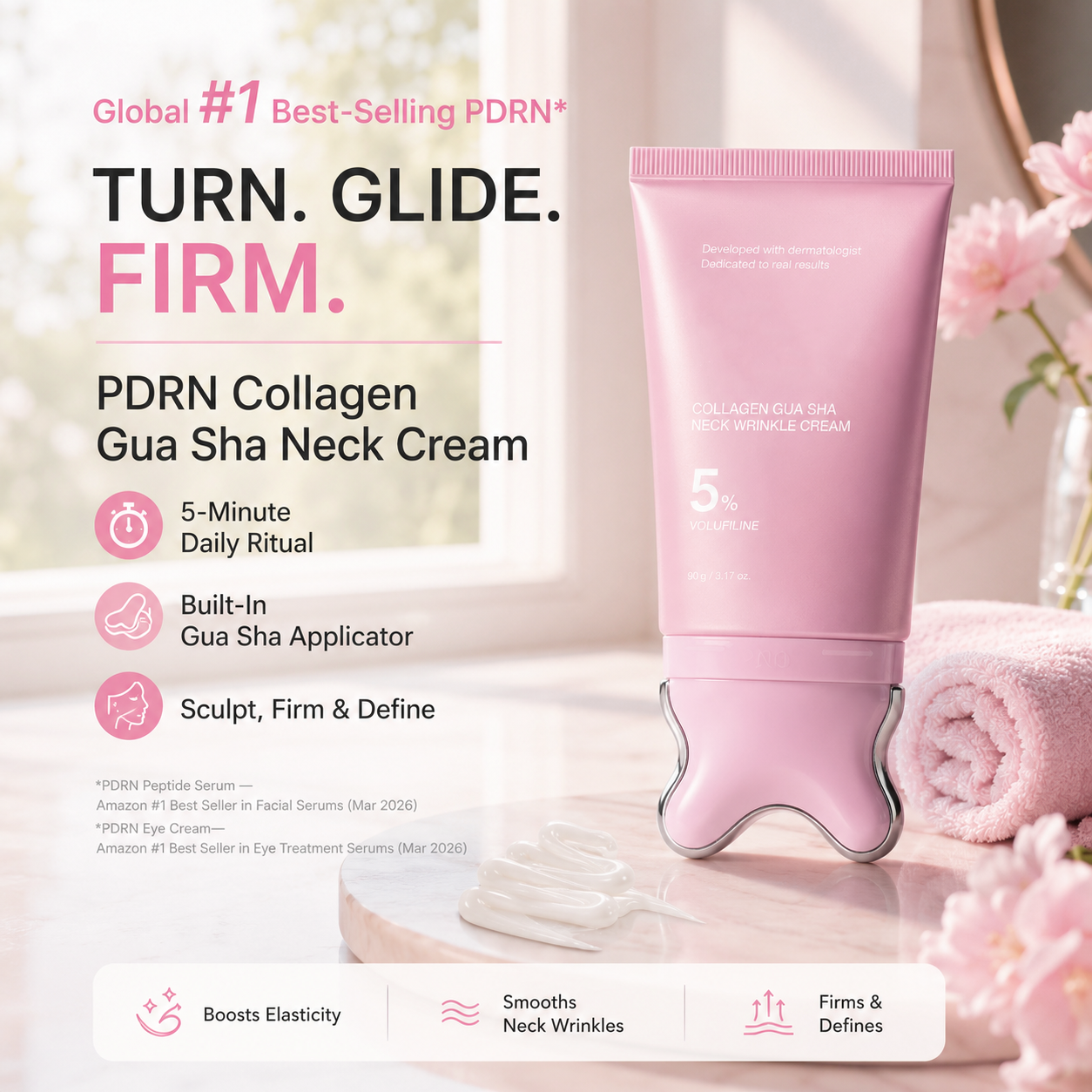 Collagen Gua Sha Neck Firming Cream with Volufiline Massager