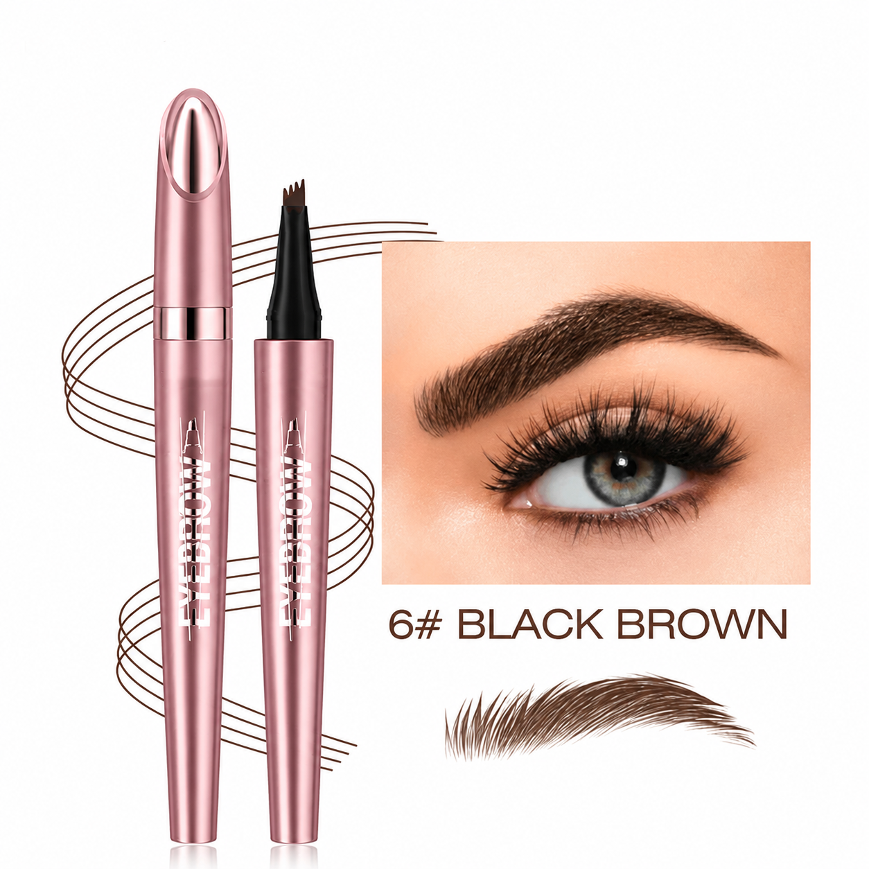 Waterproof Micro-Fork Eyebrow Pencil, Long-Lasting Brow Pen for Natural Hair-Like Strokes