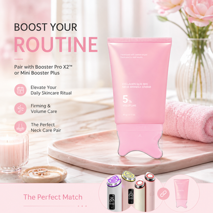 Collagen Gua Sha Neck Firming Cream with Volufiline Massager